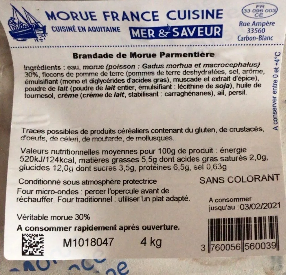 Brandade de morue parmentiere