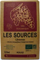 Vin rouge biologique IGP des Cévennes (fontaine de 5 L) Les Sources