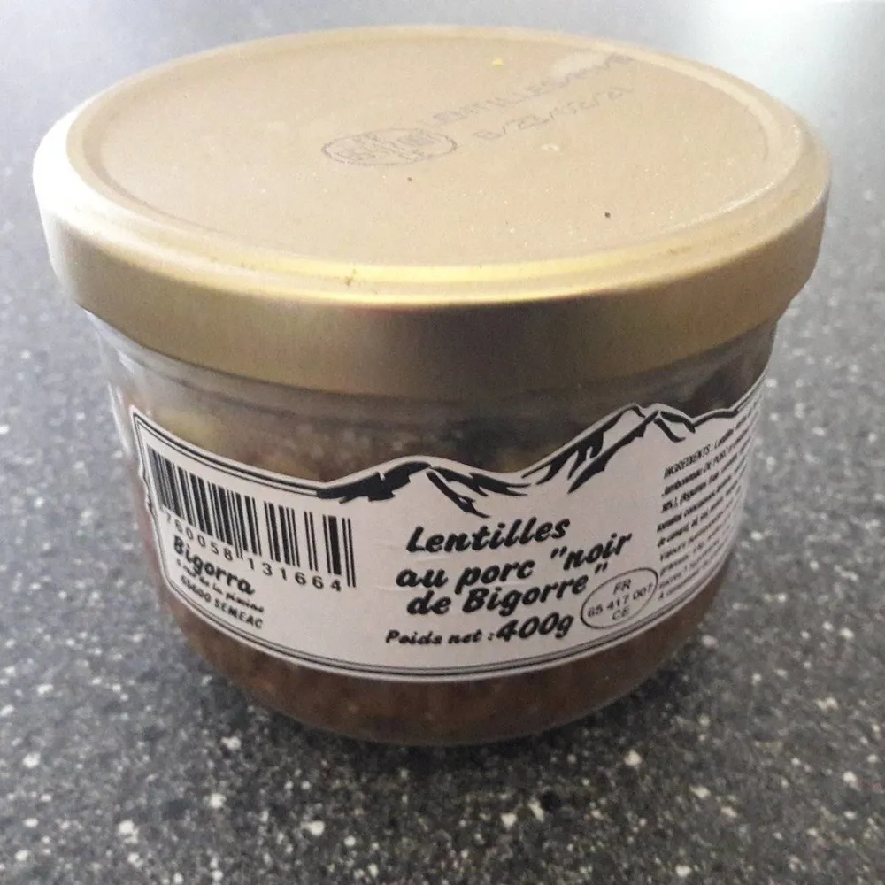 Lentilles au porc "noir de bigorre"