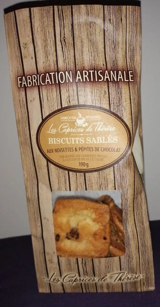 Biscuits sablés noisettes pépites de chocolat pur beurre