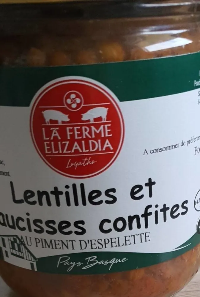 Lentilles et saucisses confites