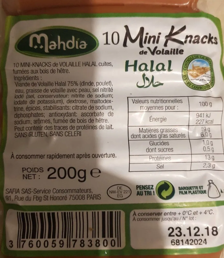 10 mini knacks de volaille halal