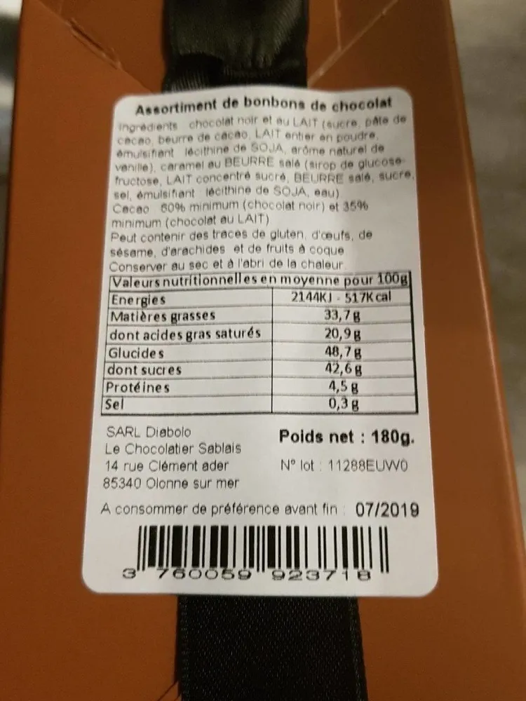 Assortiment de bonbons de chocolat