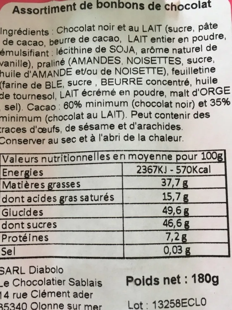 Pralinés feuilletés noir-lait