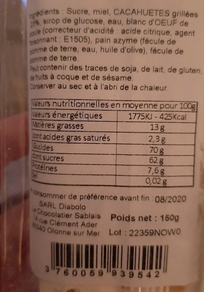 Nougat cacahuètes