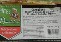 Cannellonis Ricotta, épinards cuisinés à la sauce tomate Maison