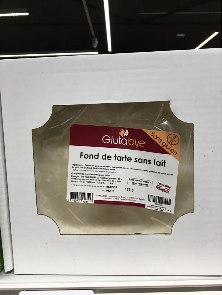 Fond de tarte sans lait