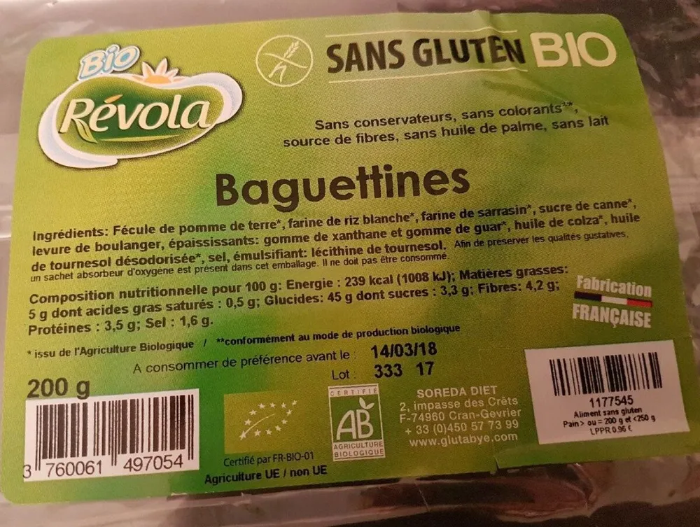 Baguettines sans Gluten