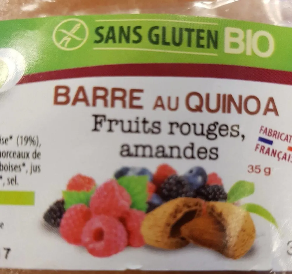 Barre au quinoa fruits rouges amande