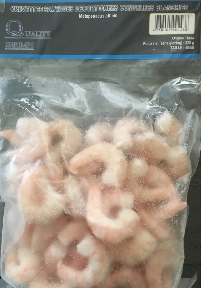 Crevettes sauvages décortiquées congelées blanchies