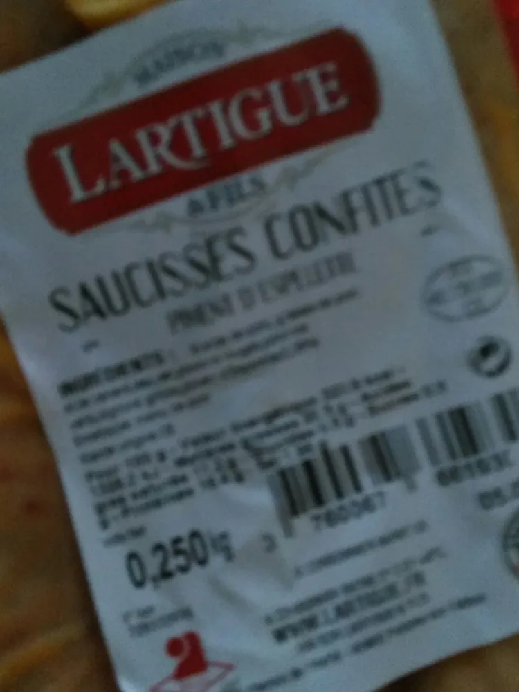 Lartigue & Fils, Saucisses confites au piment, le paquet de 3