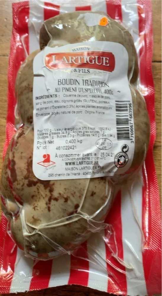 Boudin tradition au piment d’espelette 400g