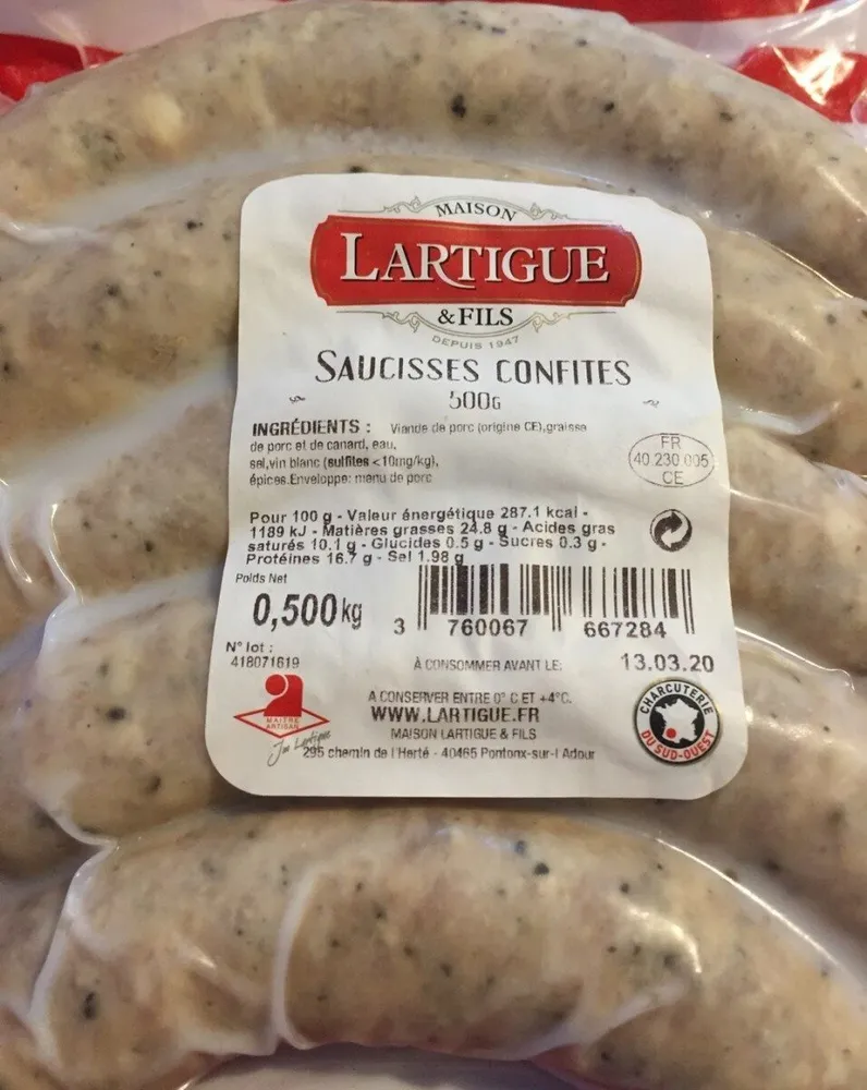 Saucisses confites
