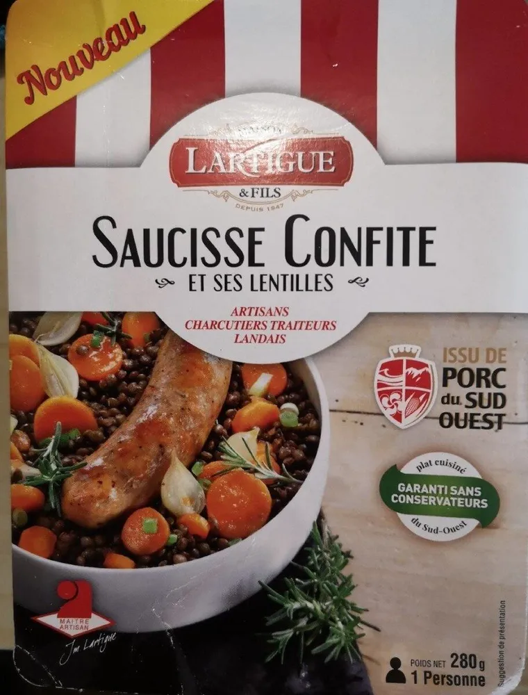Saucisse Confite et ses Lentilles