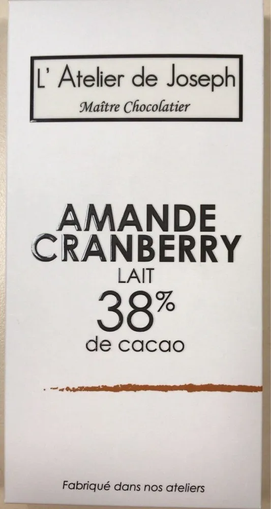 Tablette de chcolat Amande Cranberry
