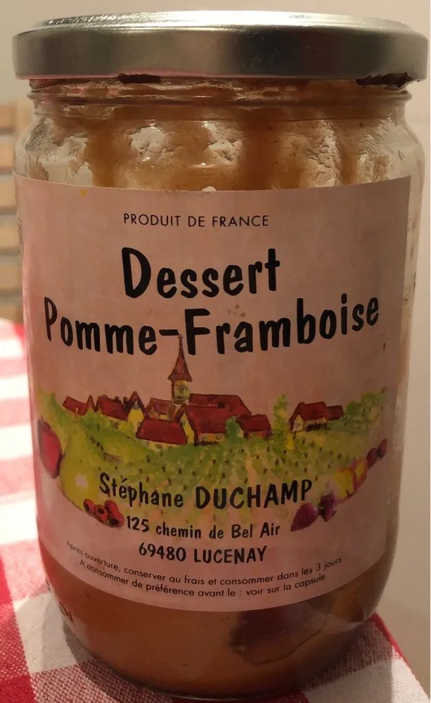 Dessert pomme framboise