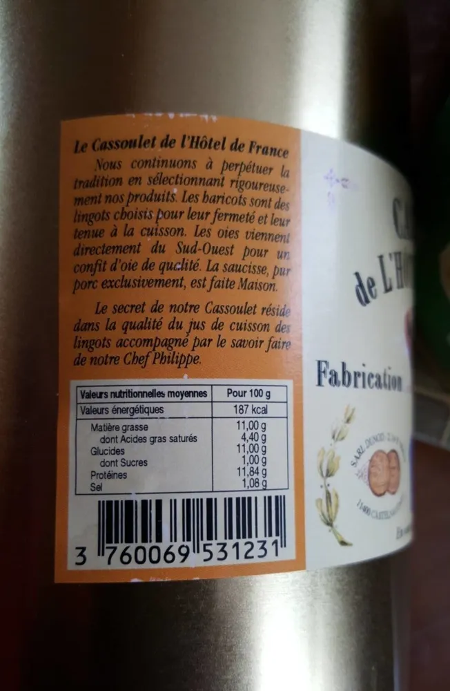 Cassoulet en conserve castelnaudary  11400 castelnaudary