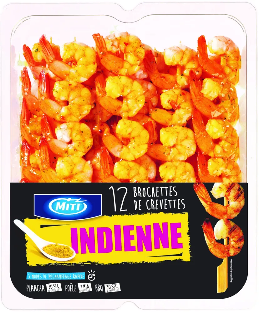 12 brochettes de crevettes indienne - 500g - Frais