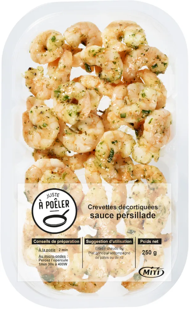 Crevettes décortiquées sauce persillade - 250g - Frais