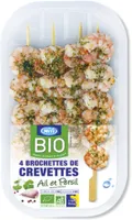 4 brochettes de crevettes BIO ail & persil - 140g - Frais