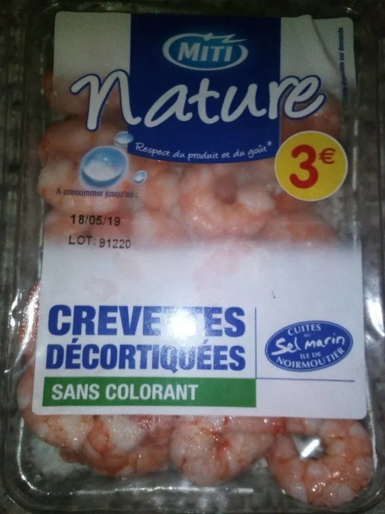 Crevettes décortiquées sans colorant