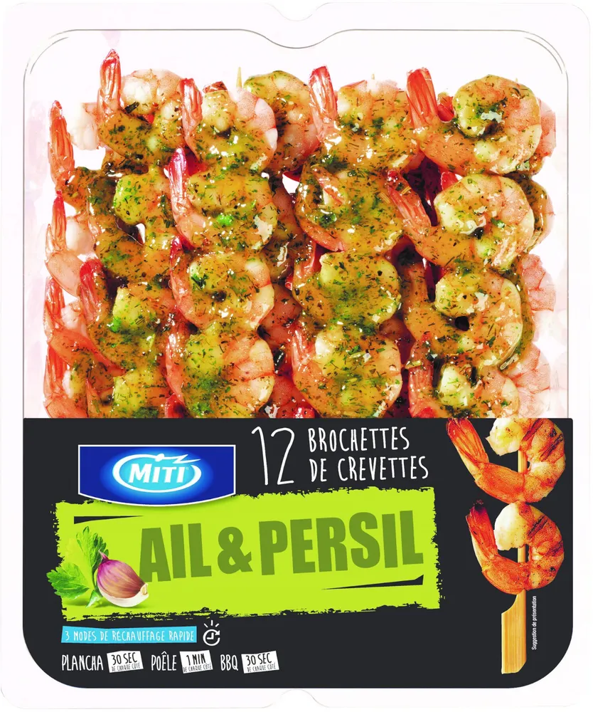 12 brochettes de crevettes ail & persil - 500g - Frais