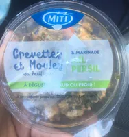 Crevette decortiquees cuites et moules ail et persik