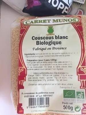 Couscous blanc biologique