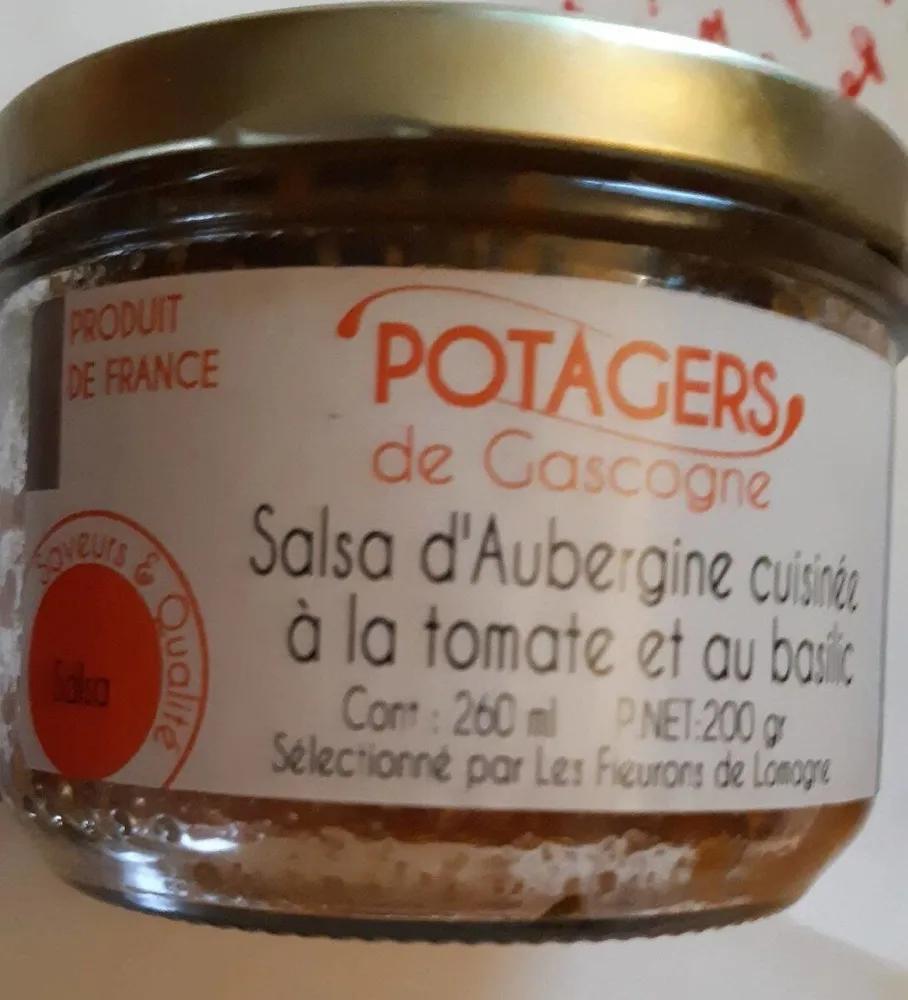 Salsa d'aubergine cuisinée à la tomate et au basilic