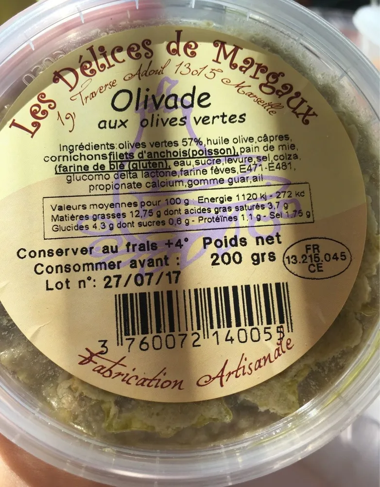 Olivade aux olives vertes