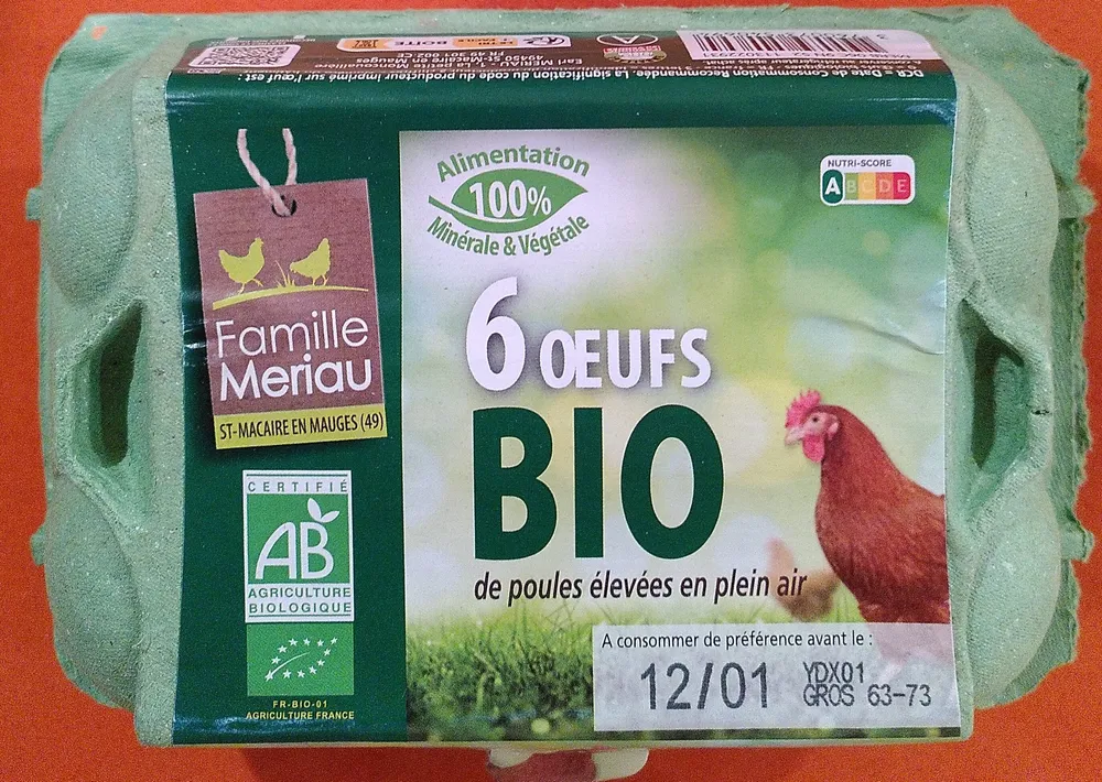 6 Oeufs bio moyens L'OEUF DES MAUGES