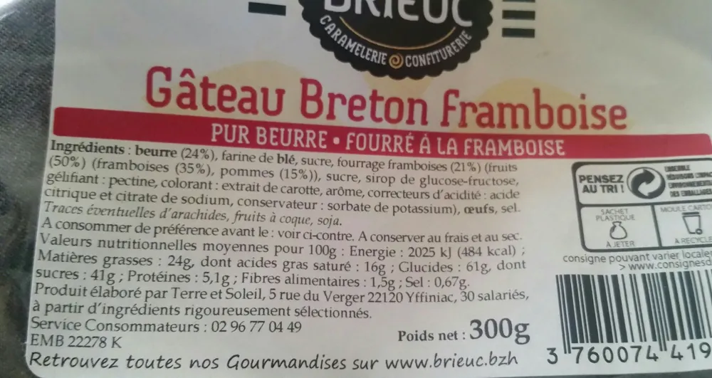 Gâteau Breton Framboise