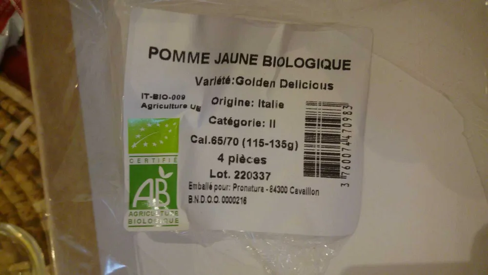 Pomme Jaune Biologique
