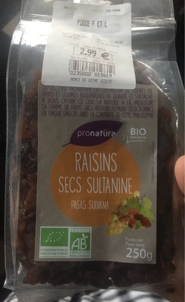 Raisins secs sultanine