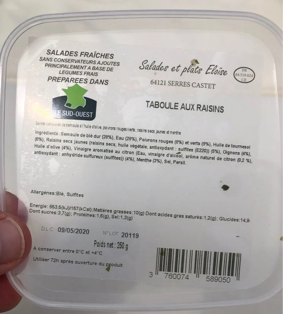 Taboule aux raisin