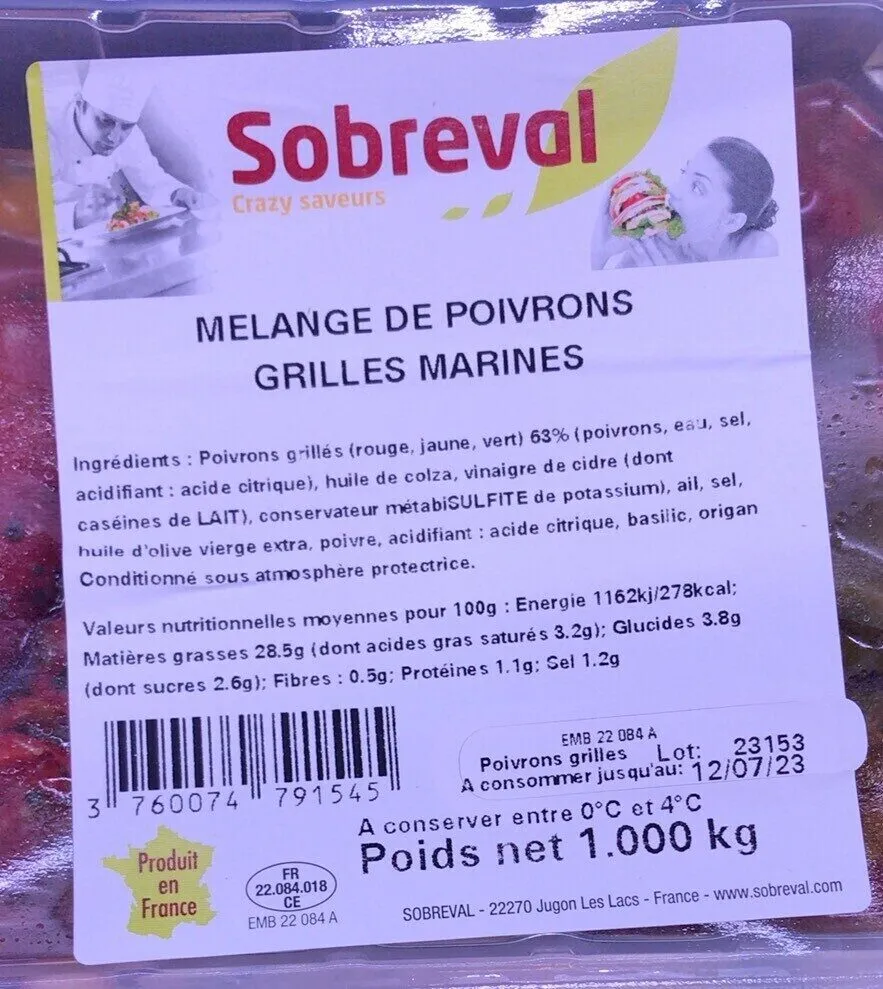 Melange de poivrons grillés marinés