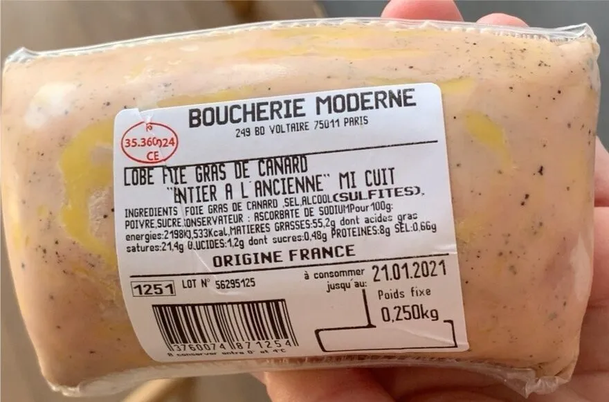 Lobe fois gras de canard