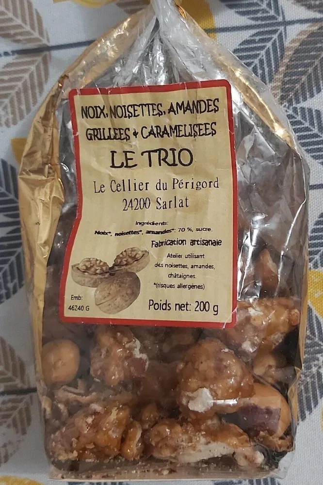 Noix, noisettes, amandes grillées et caramélisées