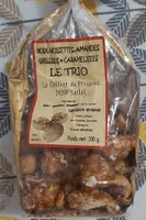 Noix, noisettes, amandes grillées et caramélisées
