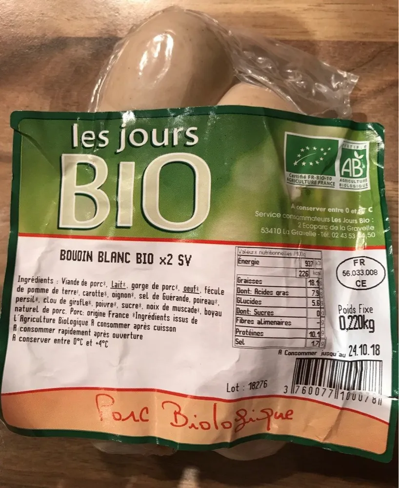 Boudins blancs bio