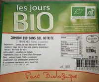 Jambon bio sans sel nitrite
