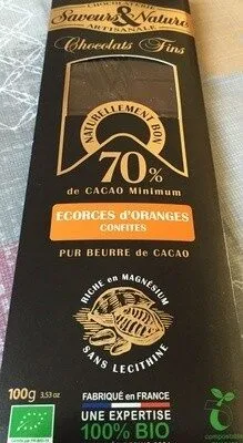 Chocolat 70 % écorces d'orange confites