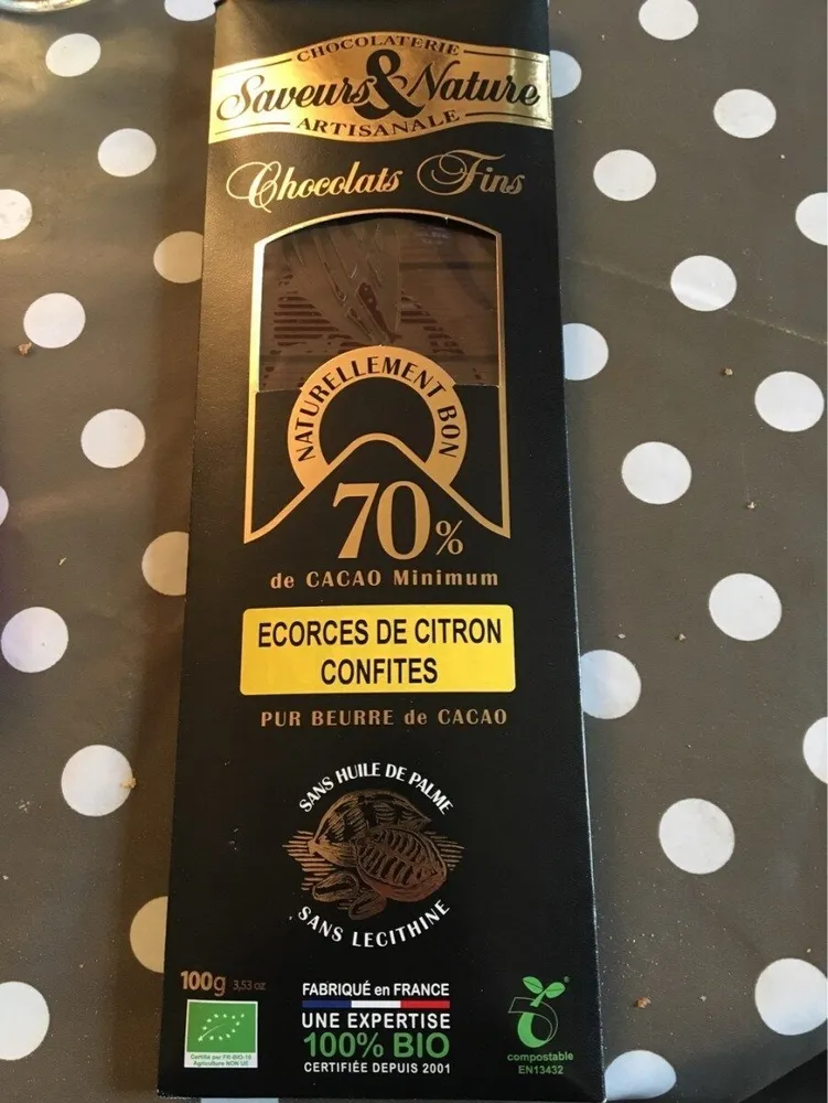 Chocolat Noir Citron Tablette