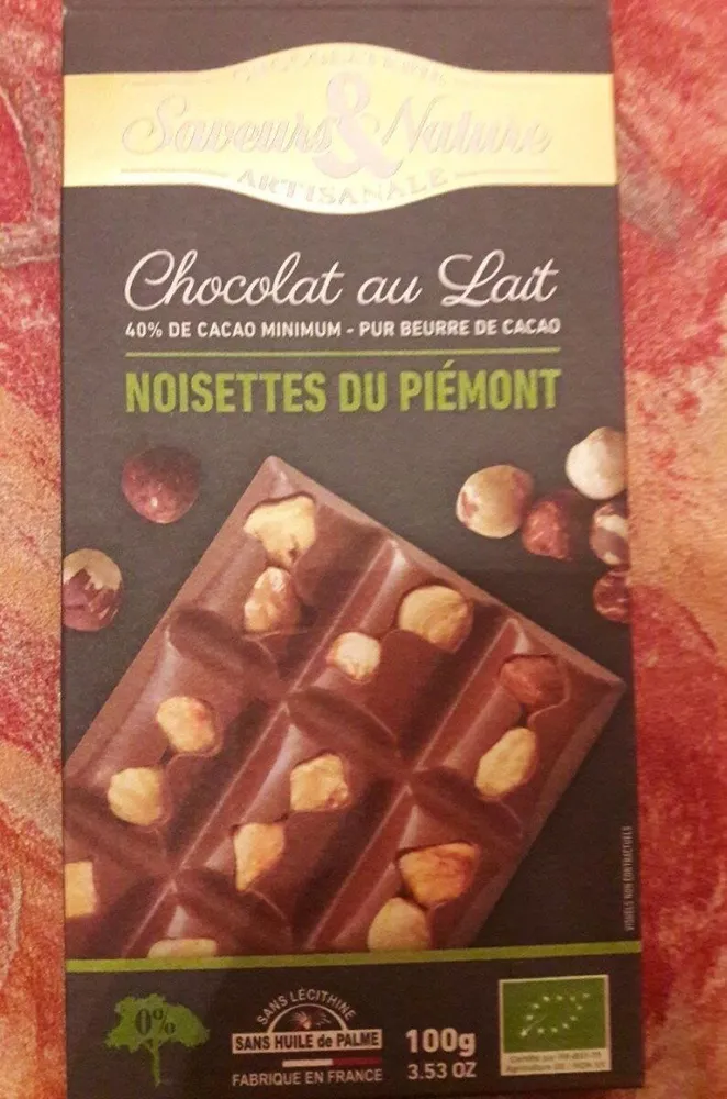 Chocolat au lait noisette du piemont