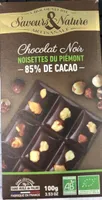 Chocolat noir noisettes du piemont 85% cacao