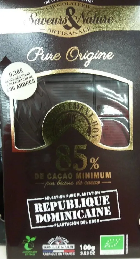 Tablette chocolat  noir 85% del eden
