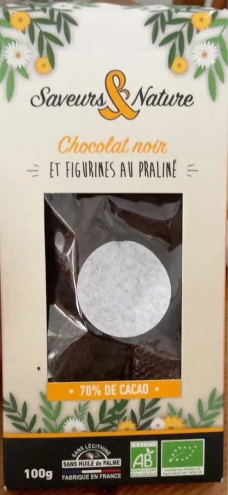 Chocolat noir et figurines au praliné