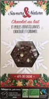 Chocolat au lait et perles croustillantes chocolat et caramel