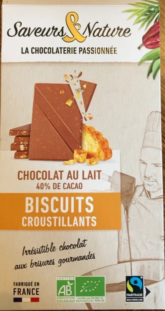 Chocolat au lait 40% de cacao biscuit croustillant