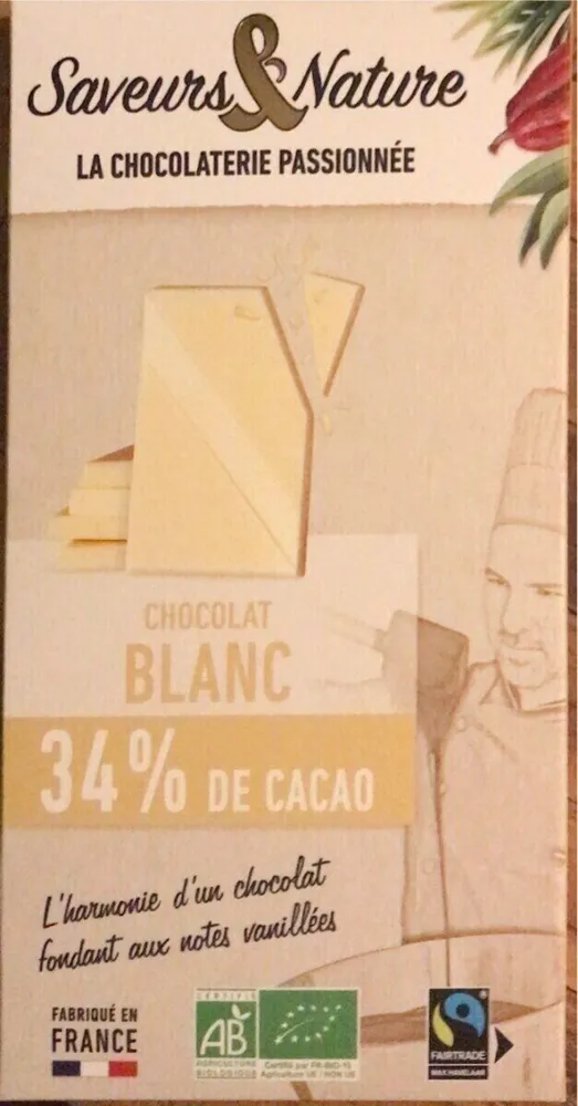 Chocolat blanc 34% de cacao